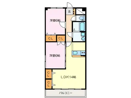 マイタウン松阪(2LDK/1階)の間取り写真