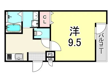 フジパレス阪急園田ウエストIII番館(1K/1階)の間取り写真