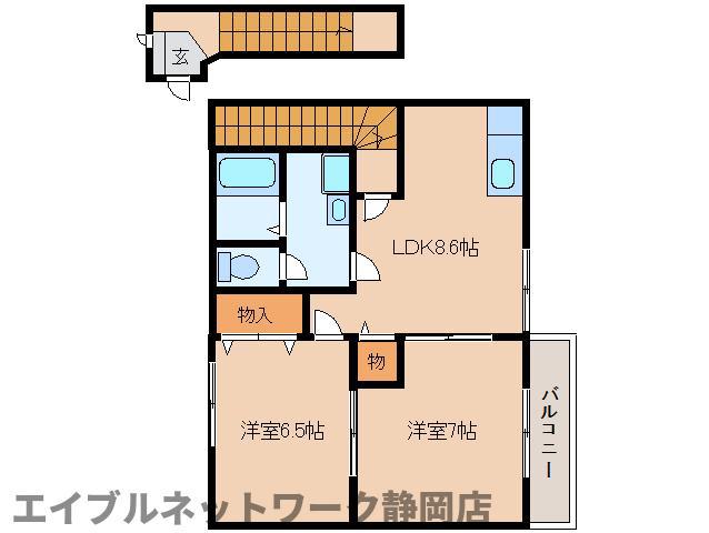シャルダン・フロレスタI(2LDK/2階)の間取り写真