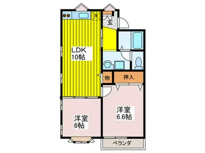 コーポ・ナイン(2LDK/1階)の間取り写真