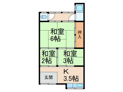 保田アパート(3K/1階)の間取り写真
