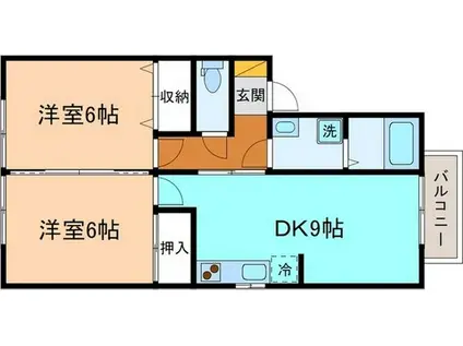 メゾンド・リヴェール(2DK/2階)の間取り写真