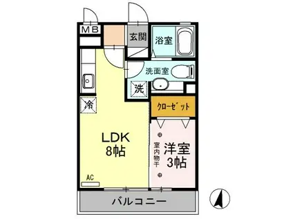 ルミエール(1LDK/3階)の間取り写真