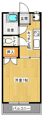 サンモアハイム(1K/2階)の間取り写真