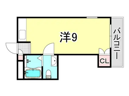 キューブ武庫川I(ワンルーム/3階)の間取り写真