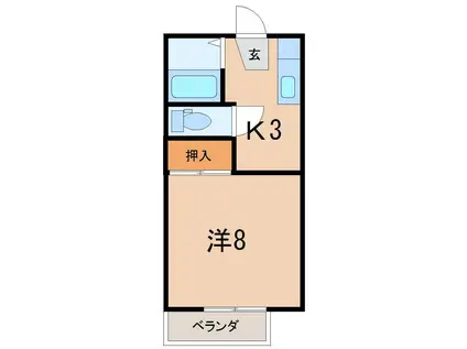 MIYABIハイツI(1K/1階)の間取り写真