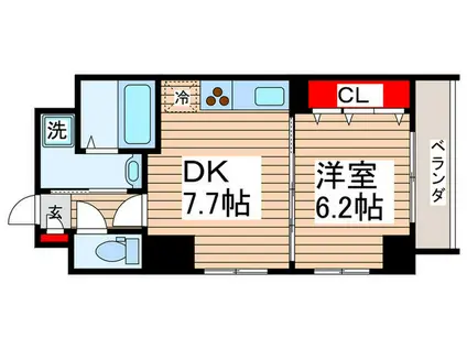 TSIIマンション(1DK/3階)の間取り写真