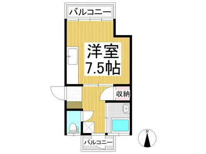 ハイツ前田(ワンルーム/2階)の間取り写真