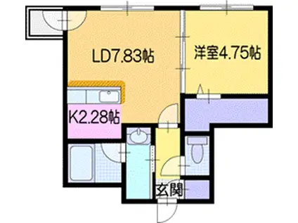 シエル新札幌II(1LDK/2階)の間取り写真