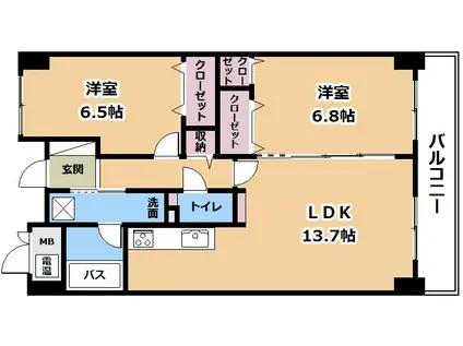 アリウム南草津(2LDK/1階)の間取り写真
