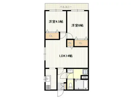 B-RESIDENCE 温品(2LDK/1階)の間取り写真