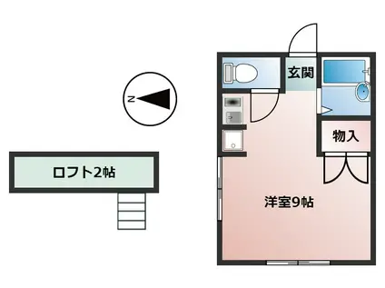 一光林町コーポ第2(ワンルーム/2階)の間取り写真