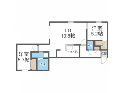 GLASS MARE HACHIKEN(2LDK/1階)の間取り写真