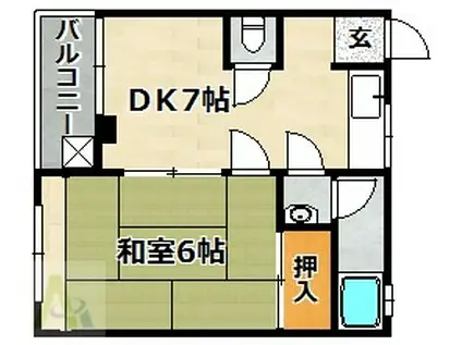 岡村マンション(1DK/4階)の間取り写真
