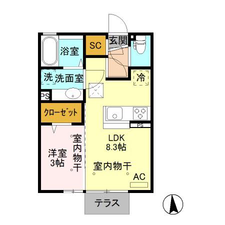 CIEL(1LDK/1階)の間取り写真