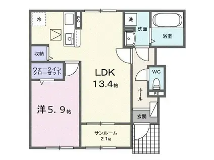 コモレビ(1LDK/1階)の間取り写真