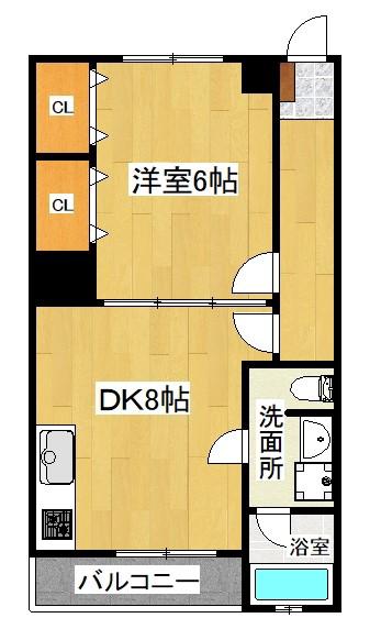 コーポ寿(1DK/4階)の間取り写真
