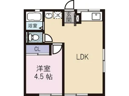 シティハイムマリモ(1LDK/1階)の間取り写真