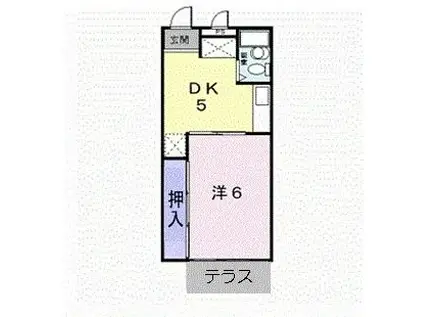 シティハイツさち(1DK/1階)の間取り写真