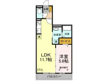 リバーサイドKEI(1LDK/1階)の間取り写真