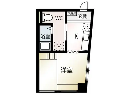 片原町テラス(1K/4階)の間取り写真