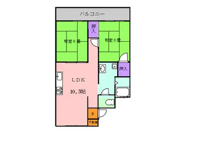 レイクハイツ八幸(2LDK/1階)の間取り写真