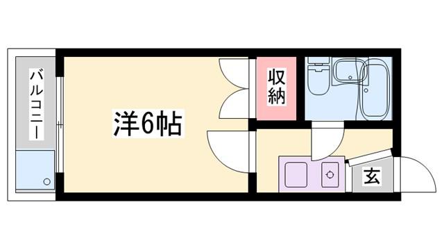 アルファ嬉野(1K/1階)の間取り写真