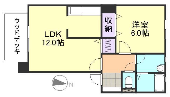 ミーテレーテ中島 II(1LDK/1階)の間取り写真