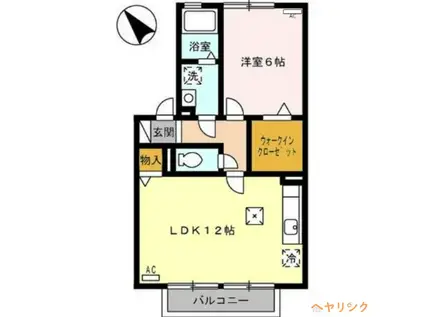 カメリアI(1LDK/1階)の間取り写真