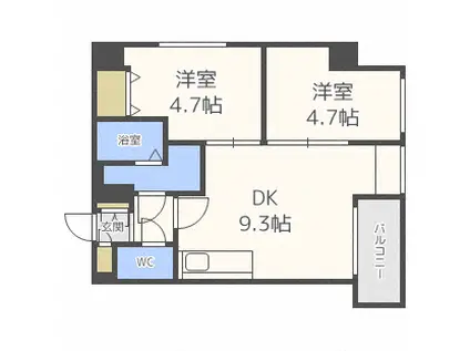 カサトレスベレーザ(2LDK/6階)の間取り写真