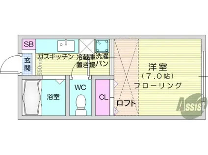 ブルージェント国見(1K/1階)の間取り写真