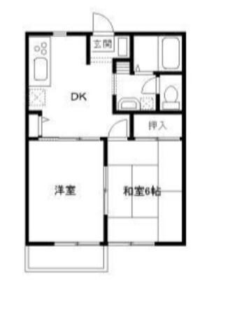 フィールドシティー B棟(2DK/2階)の間取り写真