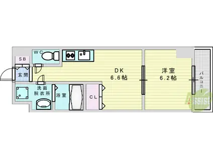 GRAMERCY JUSO-HIGASHI 1ST(1DK/8階)の間取り写真