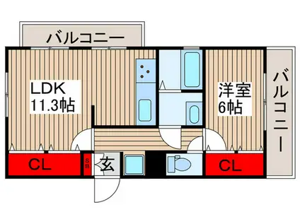パ-クサイドマンション(1LDK/7階)の間取り写真