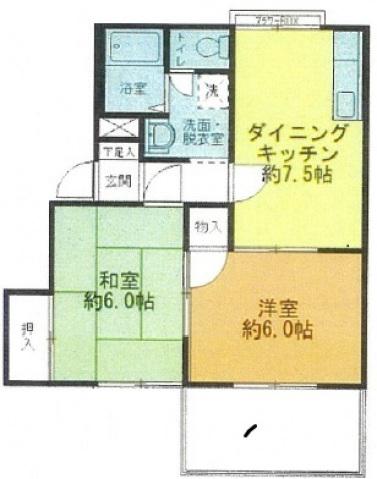 高田ハイツA棟(2DK/2階)の間取り写真