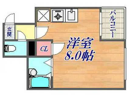 平野エスペランス(ワンルーム/2階)の間取り写真