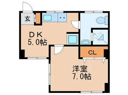 スタービル(1DK/6階)の間取り写真