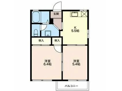 プロヴァンス(2K/2階)の間取り写真