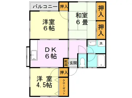 第三YMハイツ(3DK/2階)の間取り写真