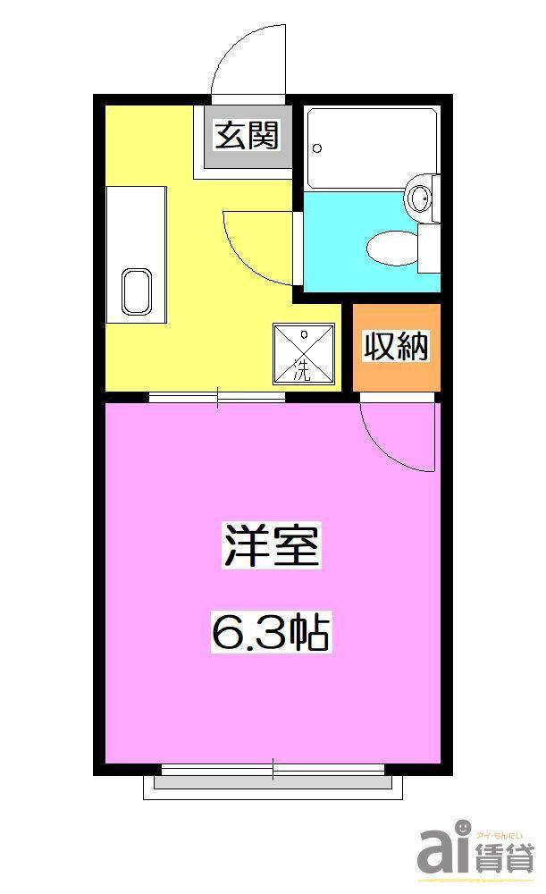 ジュネスホープ(1K/2階)の間取り写真
