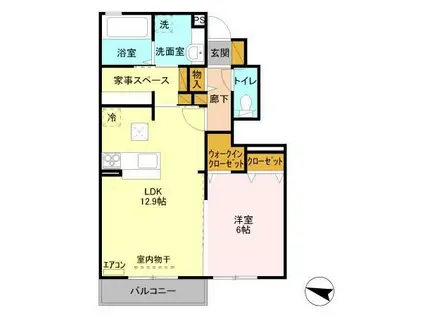 アピオン III(1LDK/1階)の間取り写真