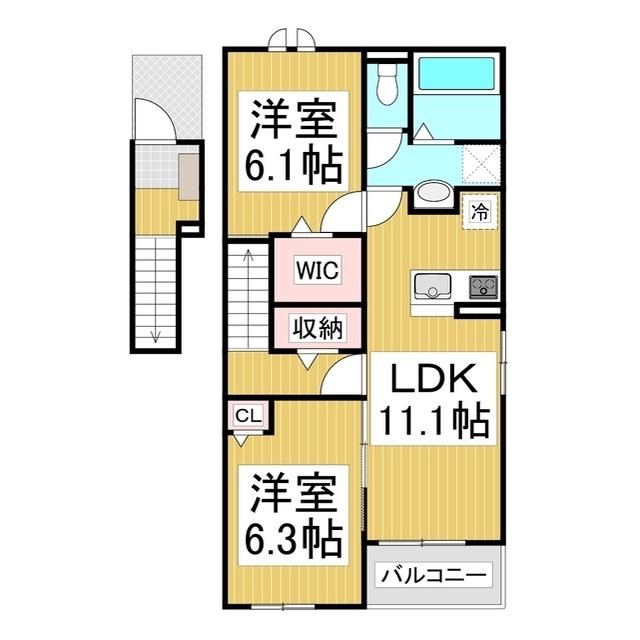 プレシャス・アイル(2LDK/2階)の間取り写真