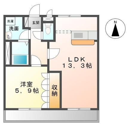 ラフォーレ木太(1LDK/1階)の間取り写真