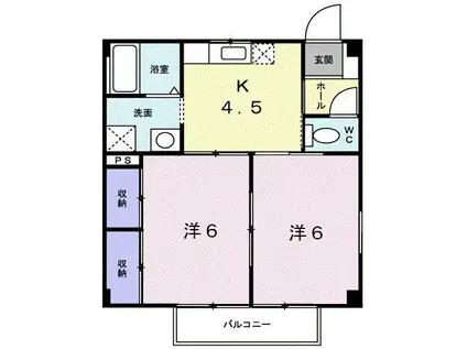 スカイメゾンIII(2K/2階)の間取り写真