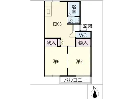 椎の木ハイツ(2DK/2階)の間取り写真