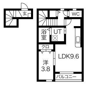 クリスタル(1LDK/2階)の間取り写真