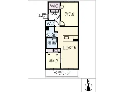 シャーメゾン蘇原村雨(2LDK/3階)の間取り写真