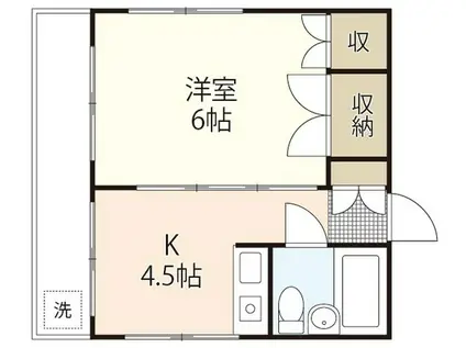 サンシャトウ白島(1K/2階)の間取り写真