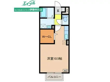 エスポワール(ワンルーム/2階)の間取り写真