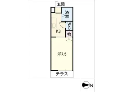 カサブランカ(1K/1階)の間取り写真